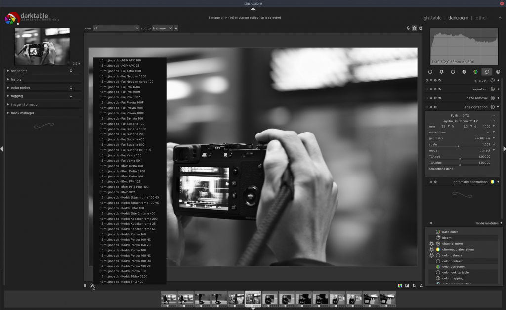 Darktable 2.4.0 screenshot